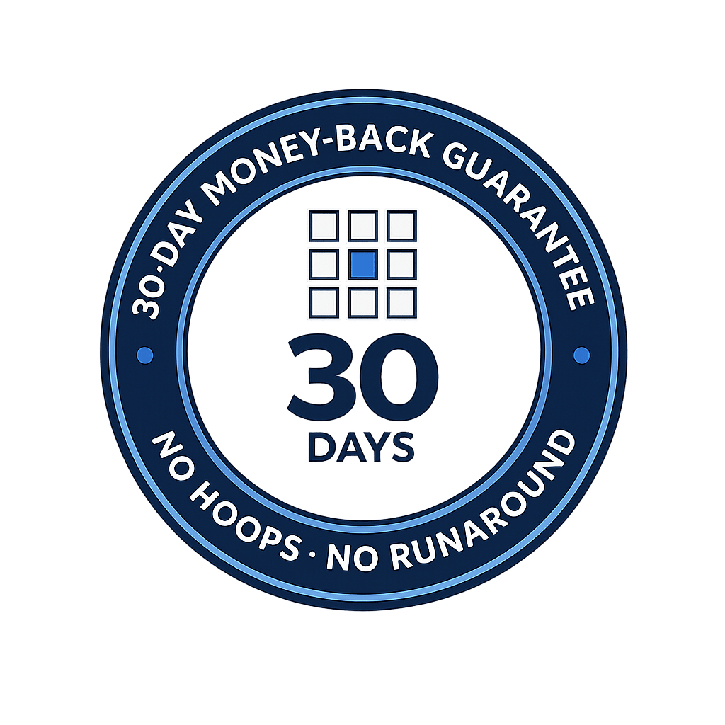 30-day money-back guarantee seal